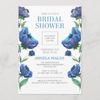 Invitation à la douche nuptiale Blue Poppies