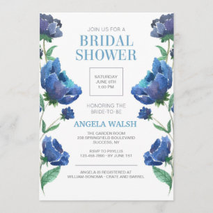 Invitation à la douche nuptiale Blue Poppies