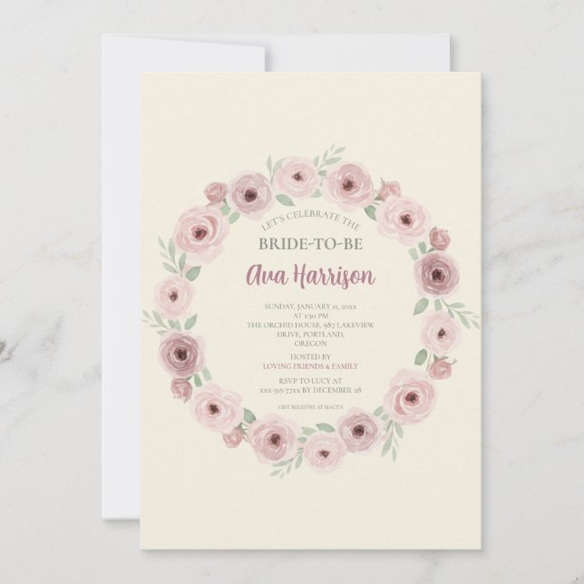 Invitation à la douche nuptiale Blush Mauve Wild R (Devant)