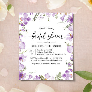 Invitation à la douche nuptiale Boho Lavender Budg