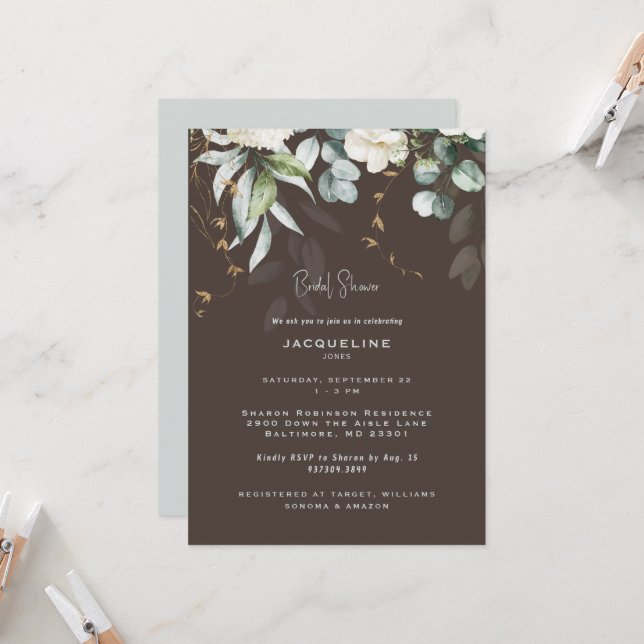 Invitation à la douche nuptiale Brown noire (Devant/Arrière en situation)