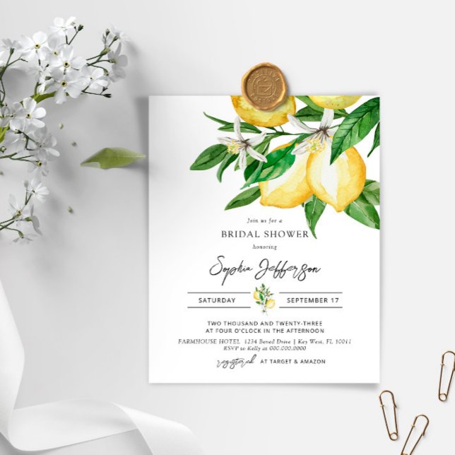 Invitation à la douche nuptiale Budget Lemon Green (Créateur téléchargé)