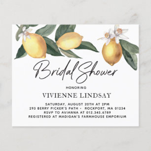 Invitation à la douche nuptiale Budget Lemons Gree