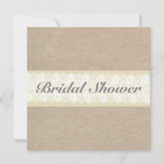 Invitation à la douche nuptiale Burlap & Lace (Devant)