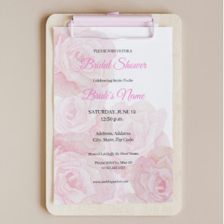 Invitation à la douche nuptiale Camila Elegant Ros