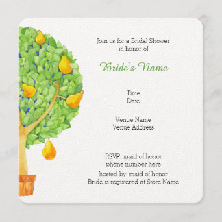 Invitation à la douche nuptiale Carré de l'arbre à