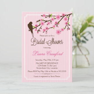 Invitation à la douche nuptiale cerise en fleurs e