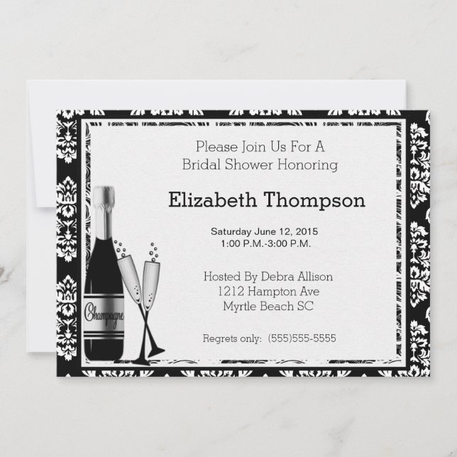 Invitation à la douche nuptiale Champagne (Devant)