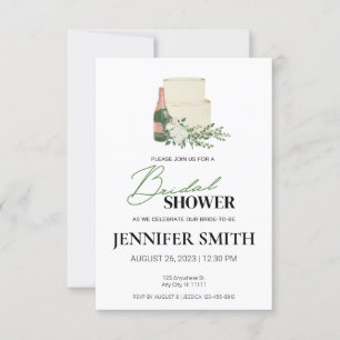 Invitation à la douche nuptiale Champagne & Cake