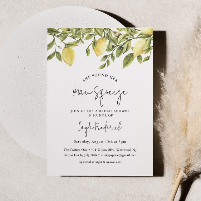 Invitation à la douche nuptiale CITRON Lemon (Créateur téléchargé)
