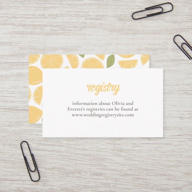 Invitation à la douche nuptiale citrons (Devant/Arrière en situation)