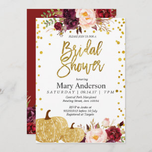 Invitation à la douche nuptiale citrouille d'or