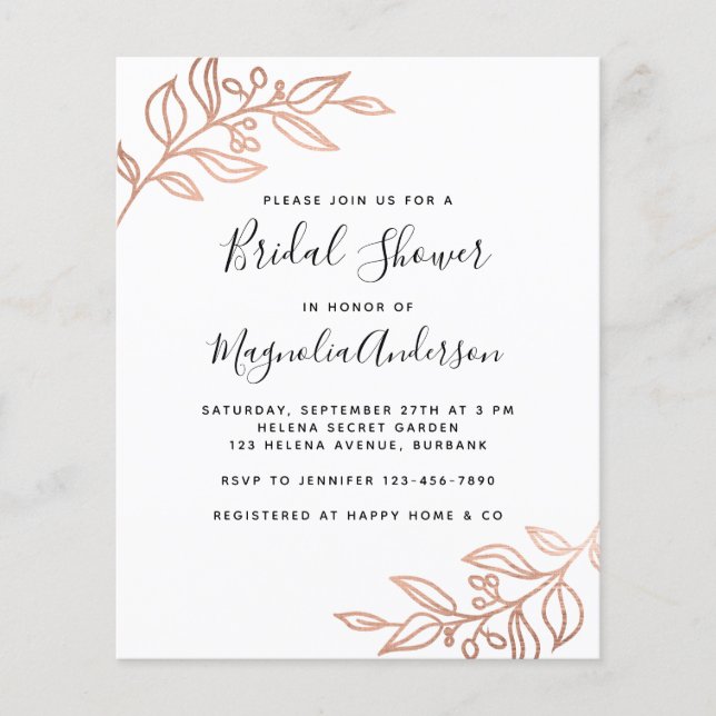 Invitation à la douche nuptiale dans le cadre du b (Devant)