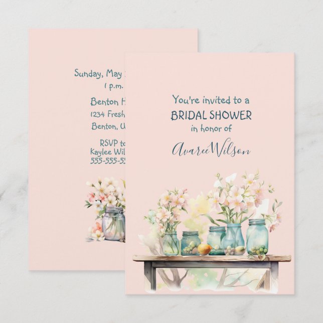 Invitation À La Douche Nuptiale Dans Les Jolies Pa (Devant / Derrière)