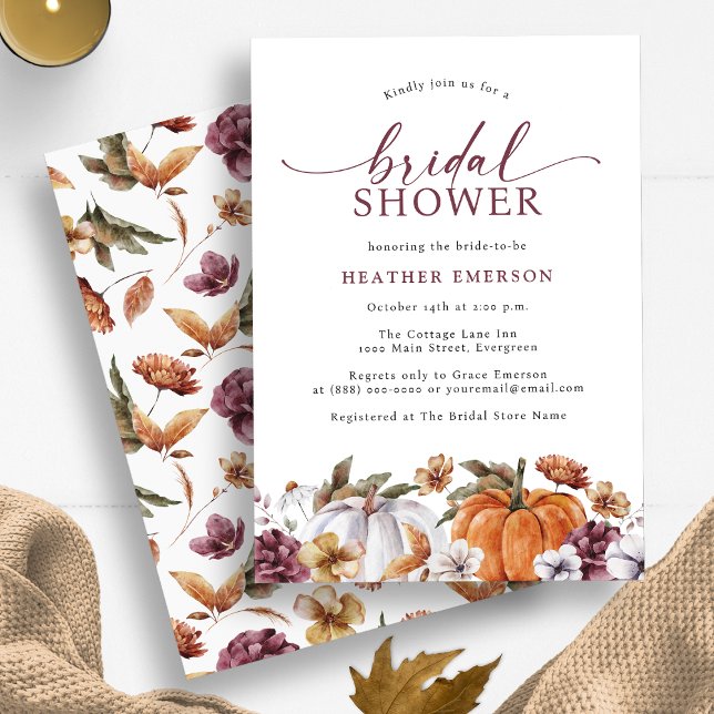 Invitation à la douche nuptiale d'automne (Pumpkin Fall In Love Bridal Shower Invitation by Painted Paperie)