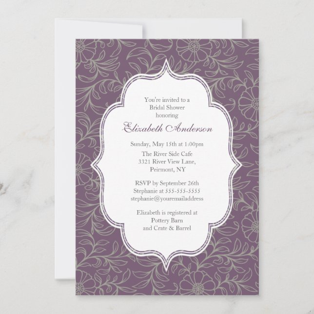 Invitation à la douche nuptiale de Bohême violet (Devant)
