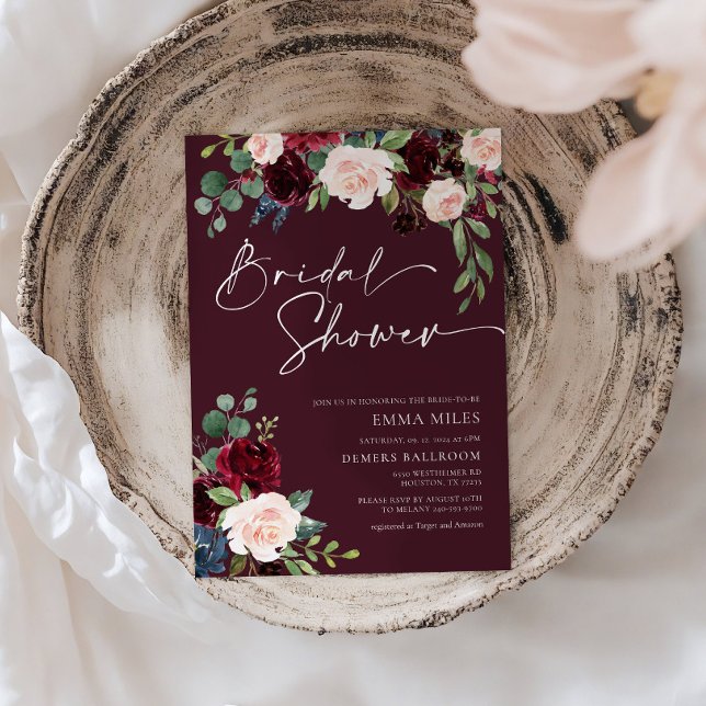 Invitation à la douche nuptiale de Bourgogne (Créateur téléchargé)