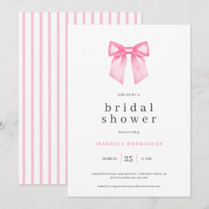 Invitation à la douche nuptiale de Bow rose modern