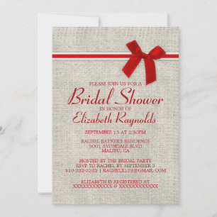 Invitation à la douche nuptiale de Burlap en rouge