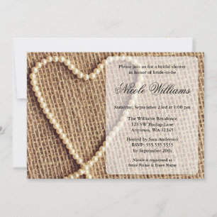 Invitation à la douche nuptiale de Burlap Pearl He