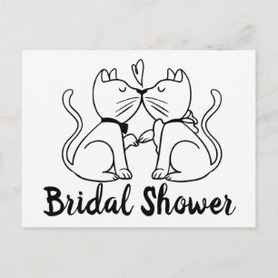 Invitation à la douche nuptiale de chat Blanc noir