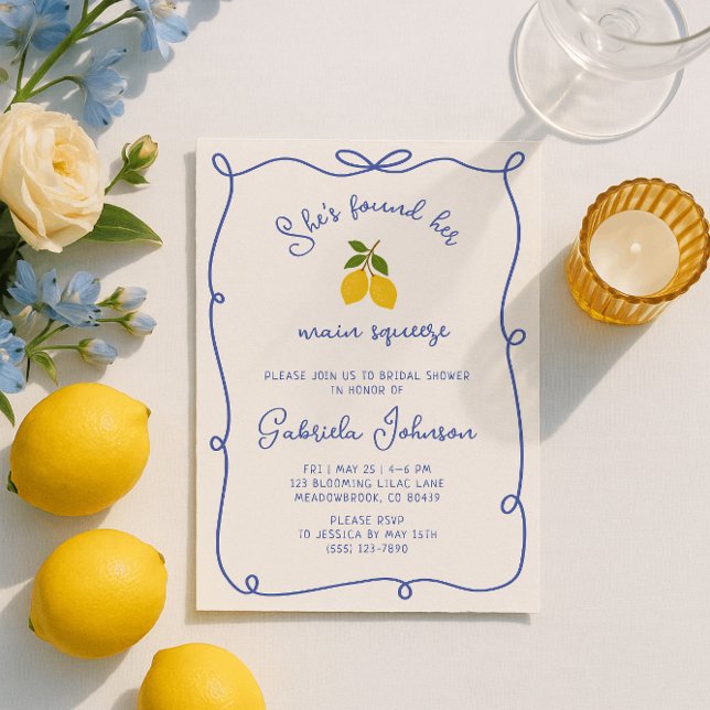 Invitation à la douche nuptiale de citrons bleu Wh (Créateur téléchargé)