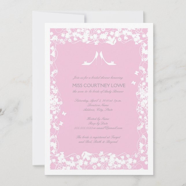 Invitation à la douche nuptiale de Heels en rose c (Devant)
