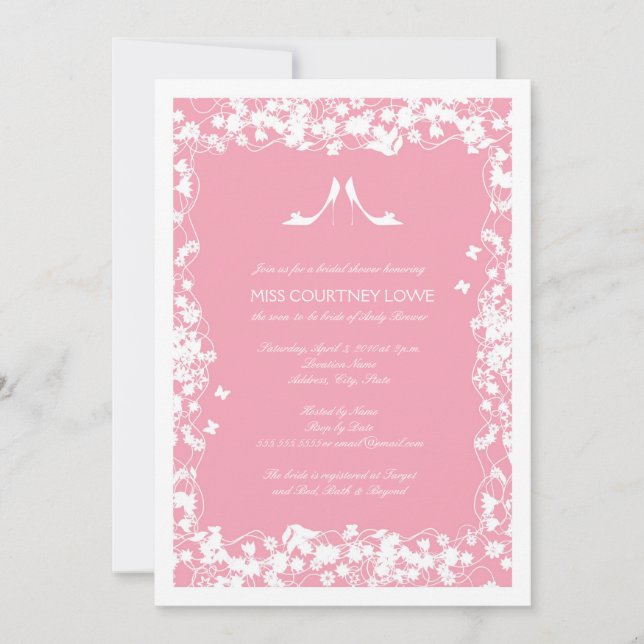 Invitation à la douche nuptiale de Heels en rose t (Devant)
