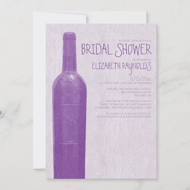 Invitation à la douche nuptiale de la bouteille de (Devant)