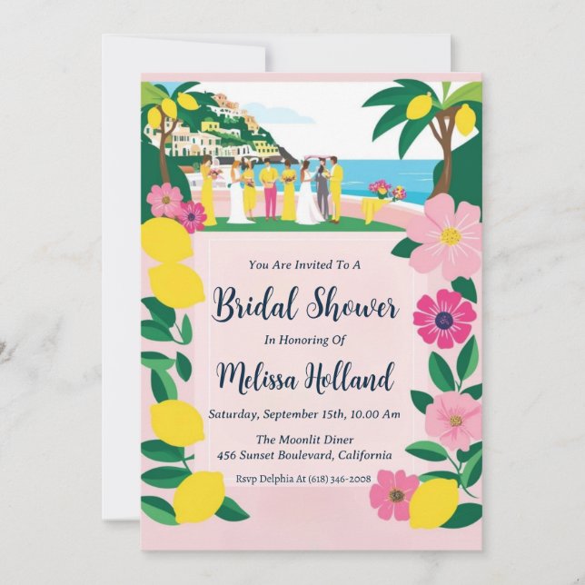 invitation à la douche nuptiale de la côte amalfit (Devant)