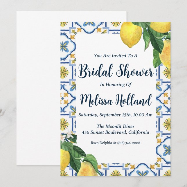 invitation à la douche nuptiale de la côte amalfit (Devant / Derrière)