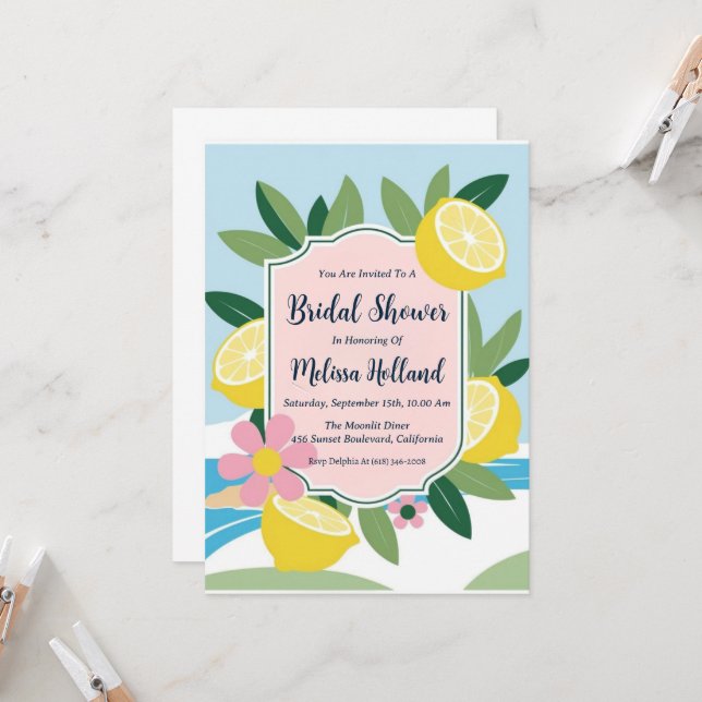 invitation à la douche nuptiale de la côte amalfit (Devant/Arrière en situation)