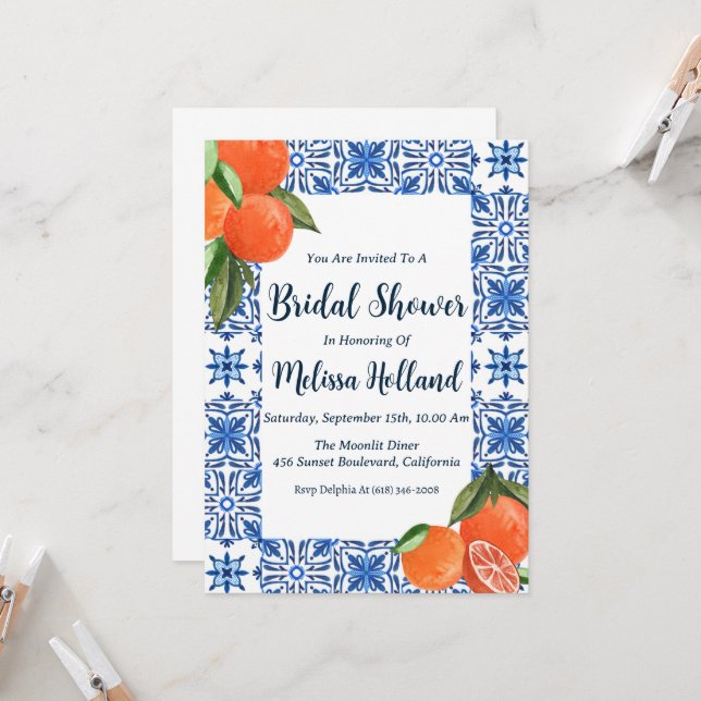 invitation à la douche nuptiale de la côte amalfit (Devant/Arrière en situation)