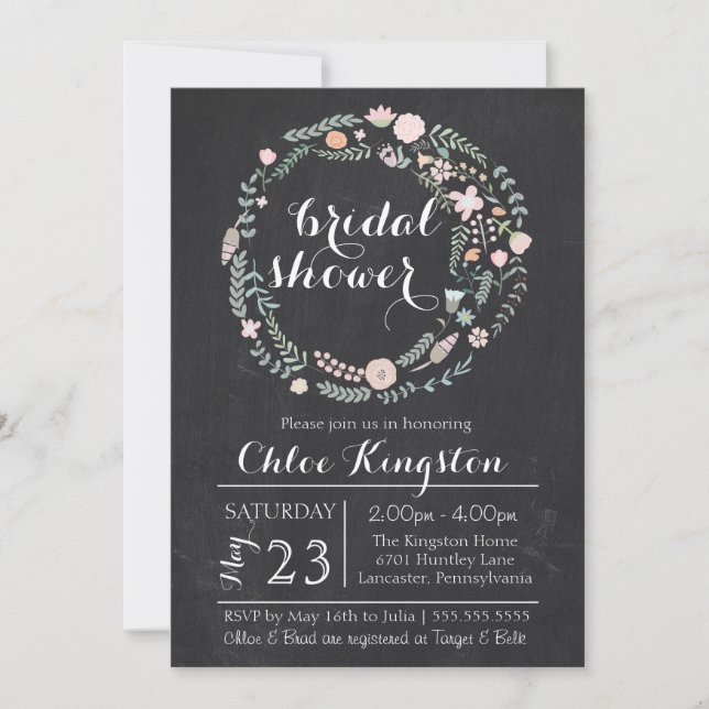 Invitation à la douche nuptiale de la couronne de  (Devant)