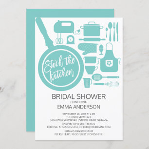 Invitation à la douche nuptiale de la cuisine bleu