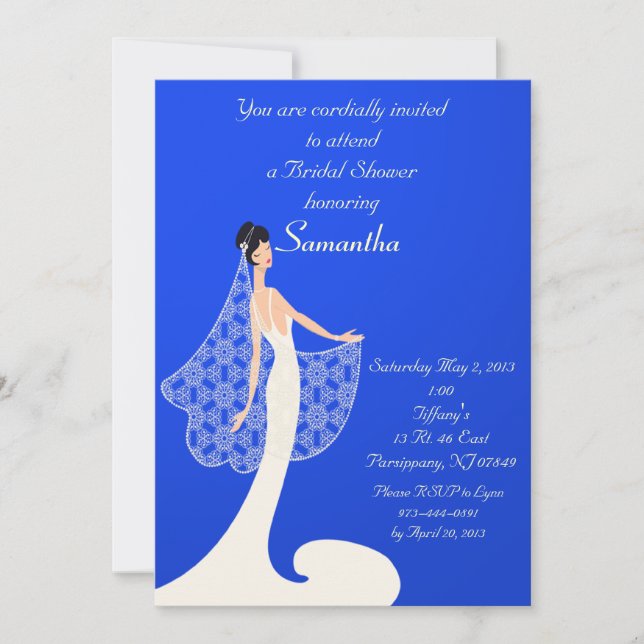 Invitation à la douche nuptiale de la mariée bleue (Devant)