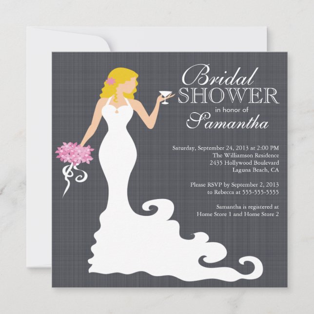 Invitation à la douche nuptiale de la mariée de Bl (Devant)