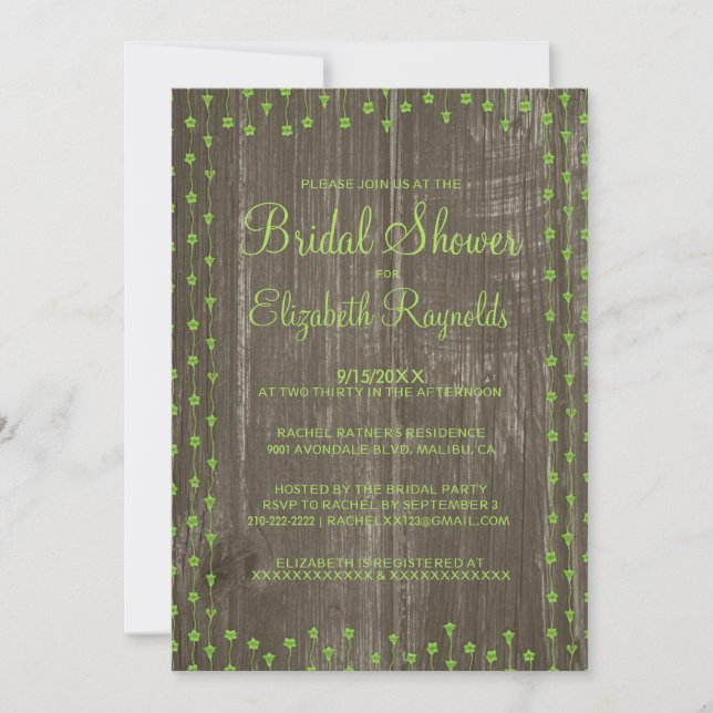 Invitation à la douche nuptiale de la Russie verte (Devant)