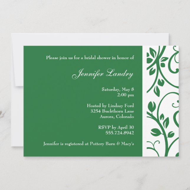 Invitation à la douche nuptiale de la vigne floral (Devant)