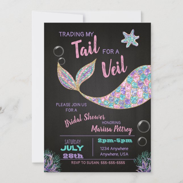 Invitation à la douche nuptiale de Mermaid, partie (Devant)