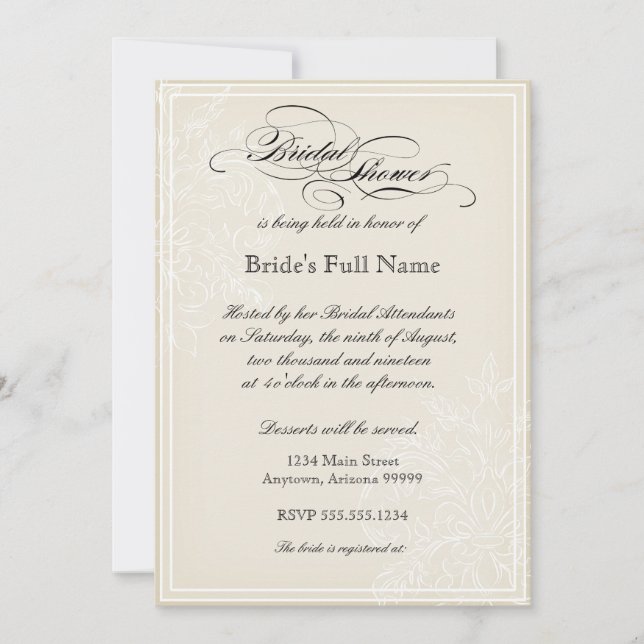 Invitation à la douche nuptiale de Morning Glory H (Devant)