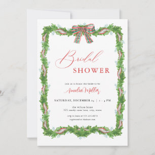 Invitation à la douche nuptiale de Noël Plaid Bow