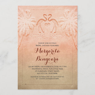 invitation à la douche nuptiale de plage flamingo 