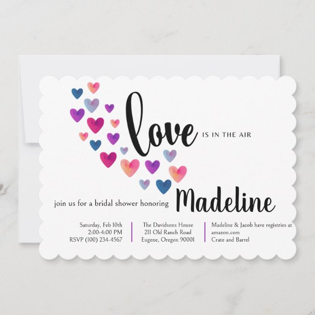 Invitation à la douche nuptiale de Sweetheart (Devant)