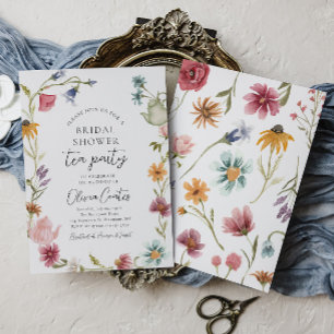 Invitation à la douche nuptiale de thé fleur sauva