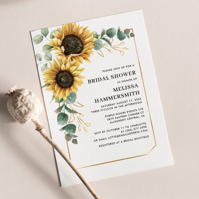 Invitation à la douche nuptiale de tournesol Eucal (Créateur téléchargé)