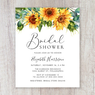 Invitation à la douche nuptiale de tournesol Eucal