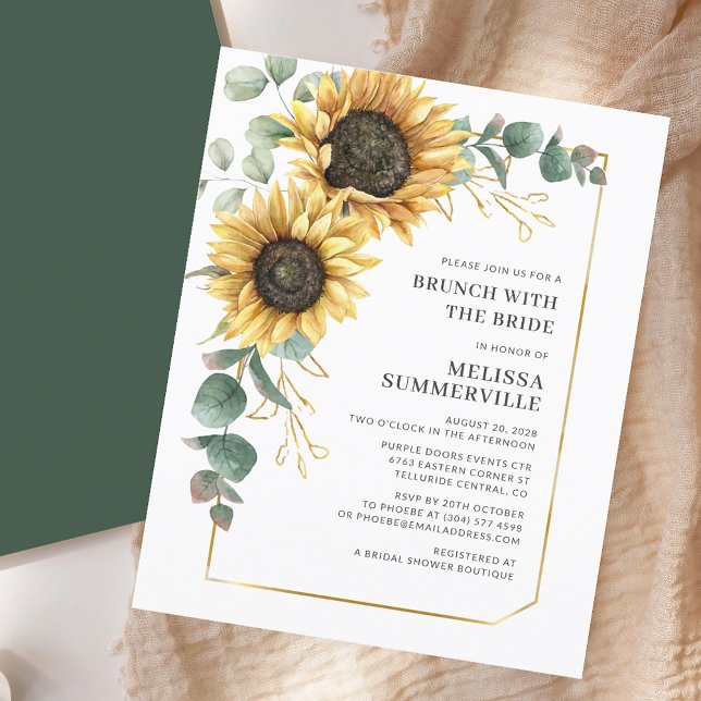 Invitation à la douche nuptiale de tournesol Eucal (Sunflower Eucalyptus Bridal Shower Invitation)