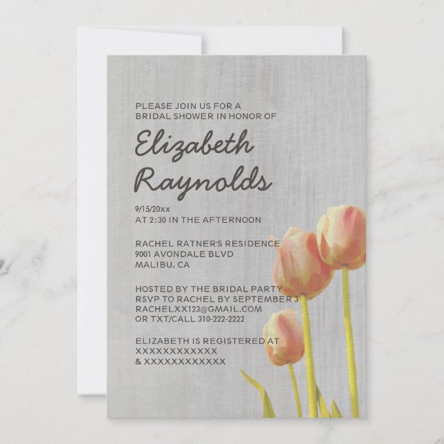 Invitation à la douche nuptiale de Tulip Vintage (Devant)