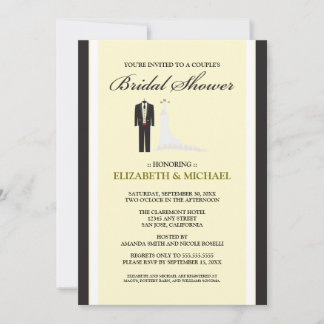 Invitation à la douche nuptiale de Tux & Gown Coup